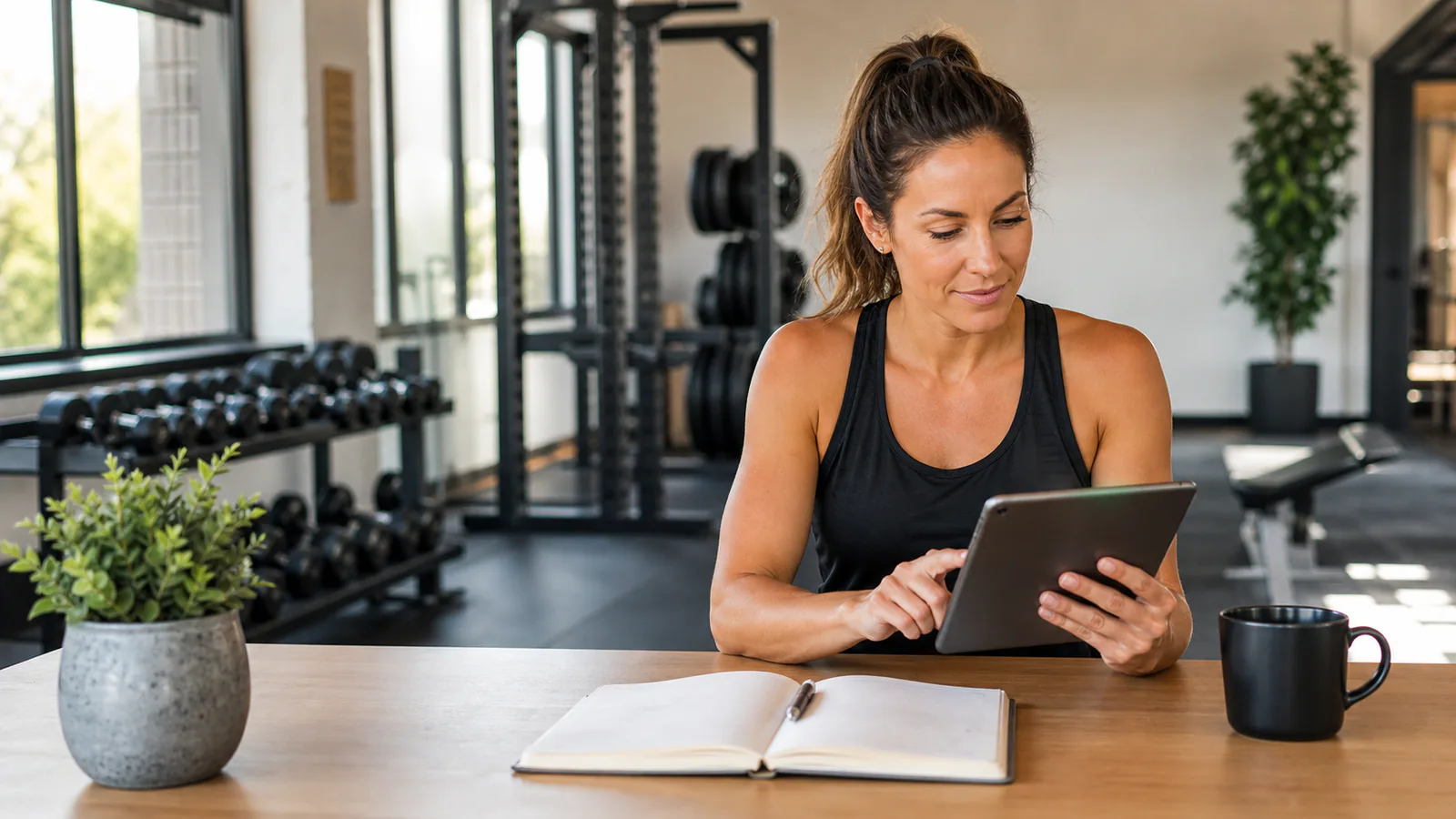 Fitness studio owner reviewing business records for Fitness Bookkeeping in Mornington Peninsula, Melbourne and across Victoria